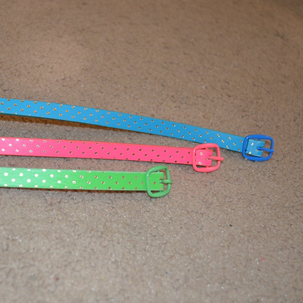 3 Girls Belts, blue, pink, green - 29"